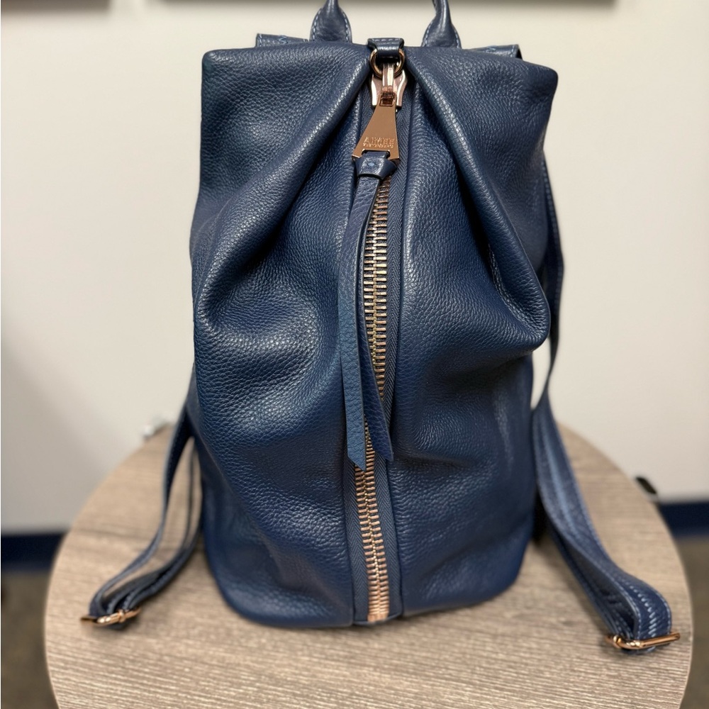 Aimee Kestenberg Navy Blue Pebbled Leather Backpack